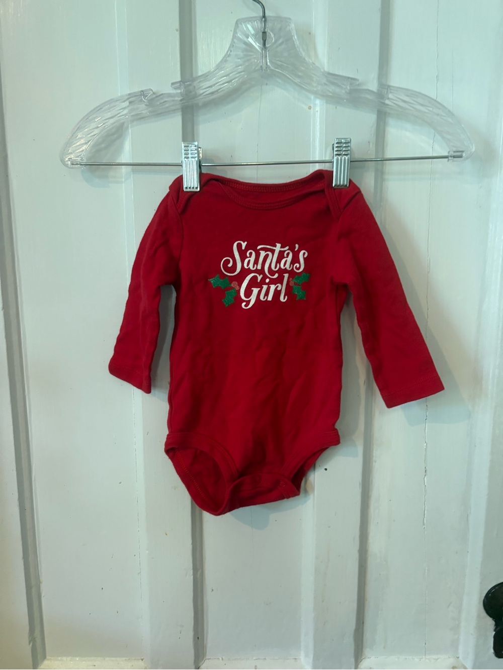 Carter's Red 'Santa's Girl' Long-Sleeve Baby One-Piece